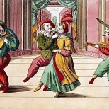 Comediantes, Grabado del siglo XVIII